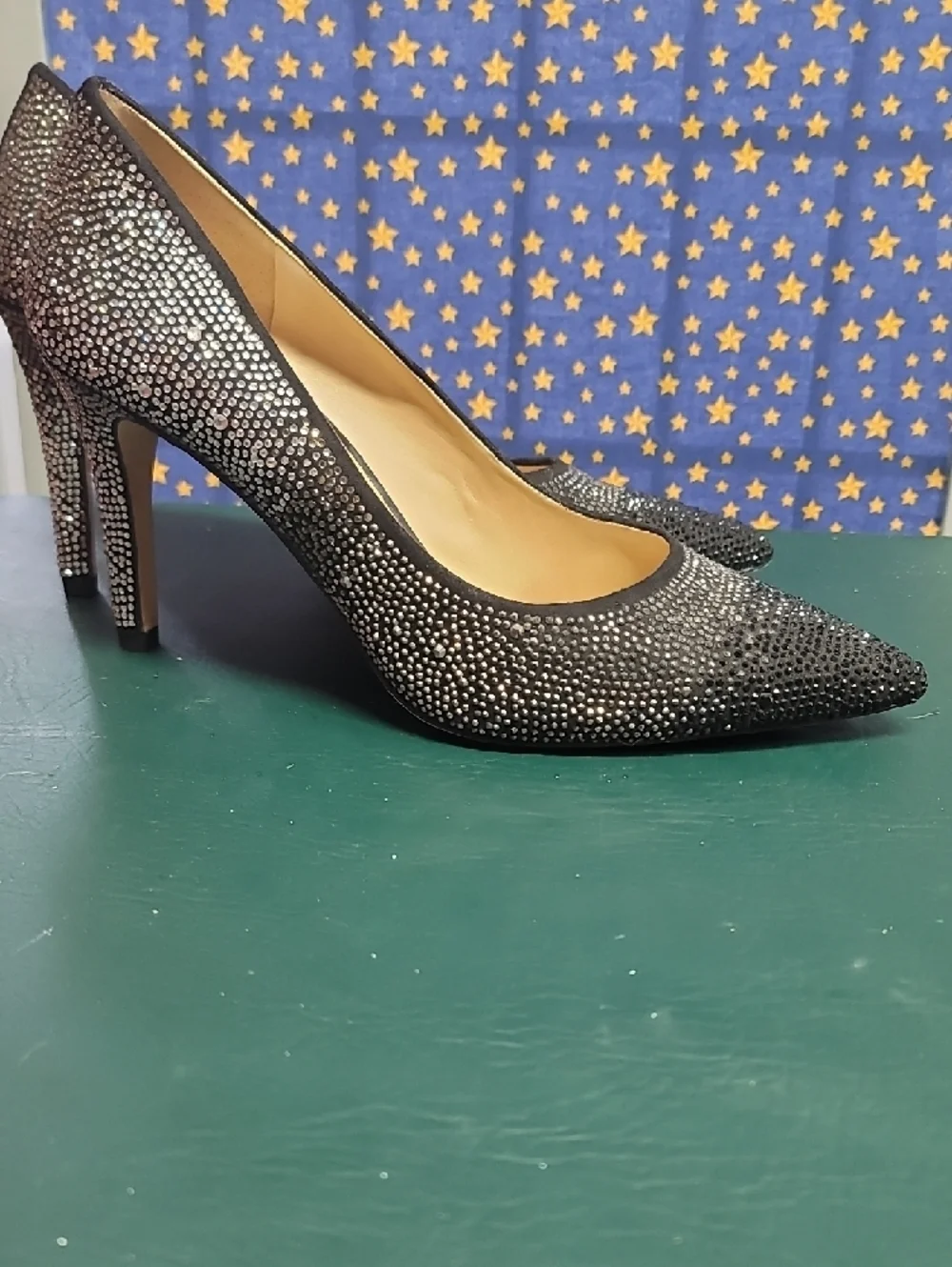 ANTONIO MELANI Black Sparkling Pointed-Toe Pumps